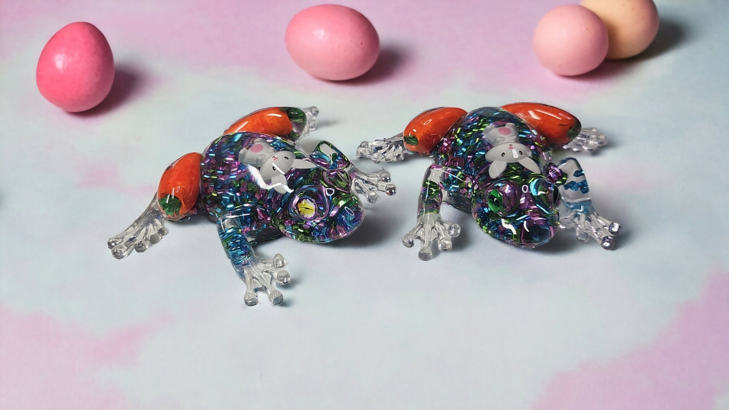 Easter Bunny Carrot Resin Frog Decor