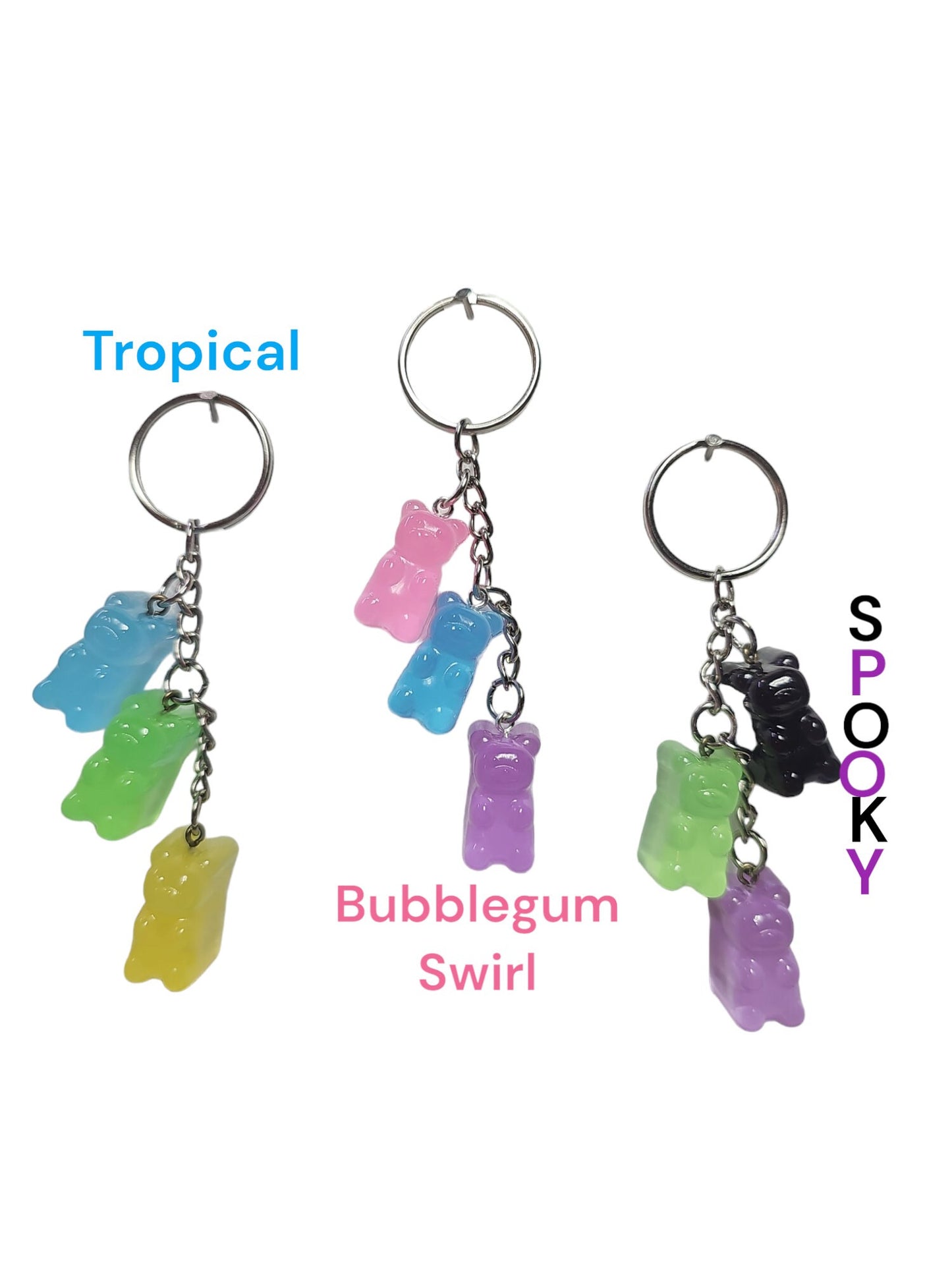 GLOW Gummy Bear Resin Keychain Charm Set