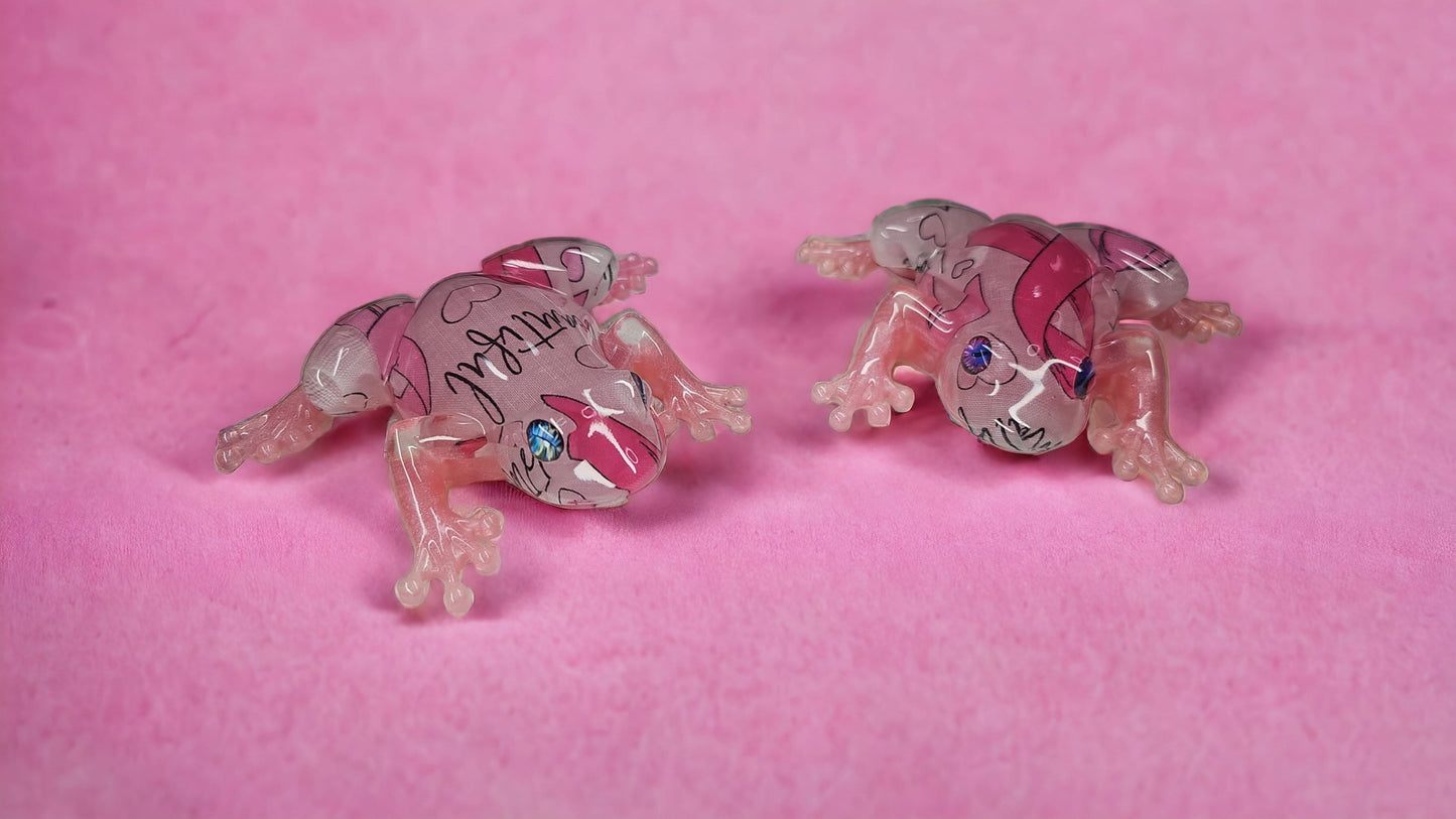 Breast Cancer Awareness Resin Frog Love Brave Beautiful