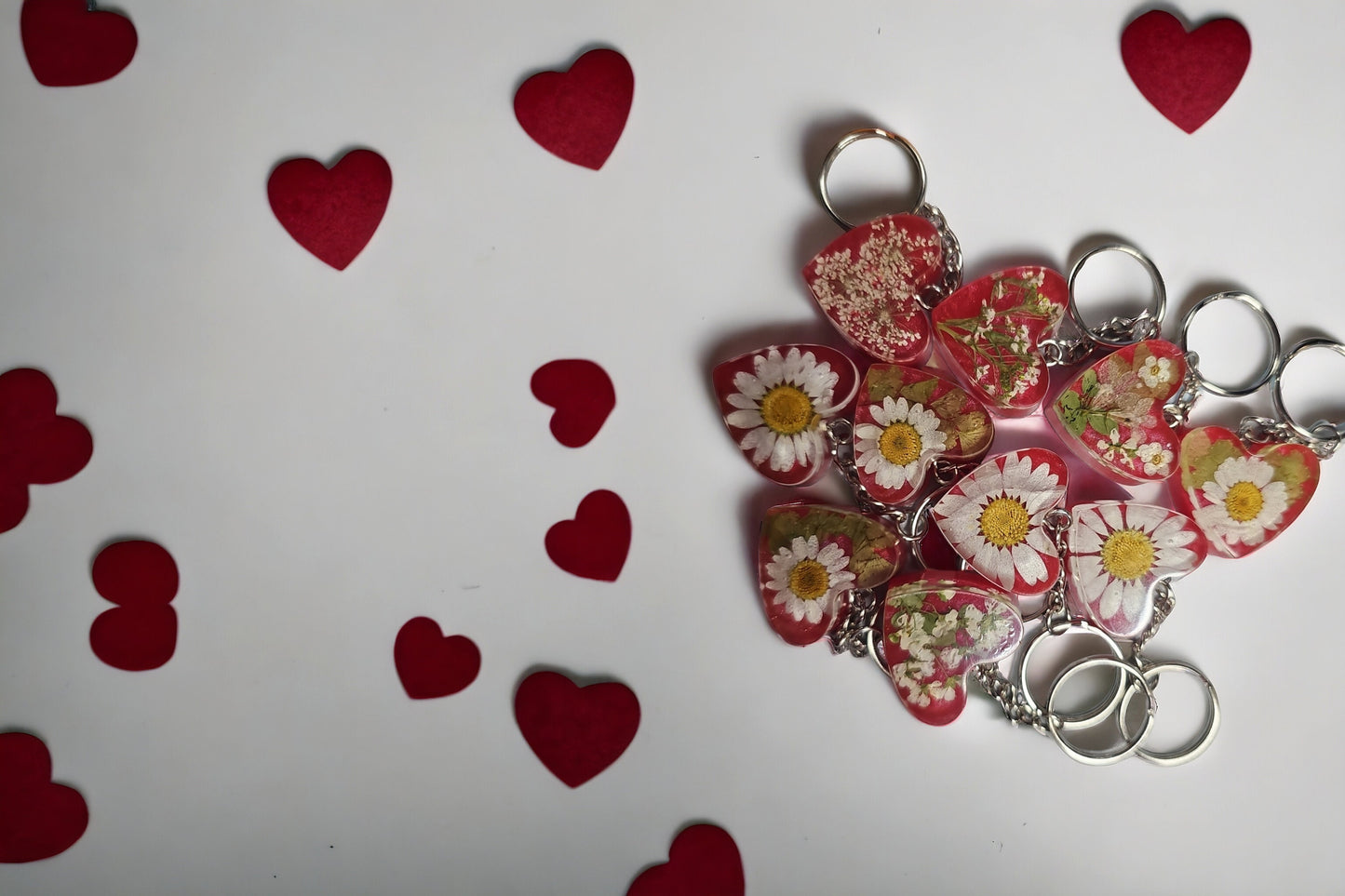 Random Flower Heart Keychain Charm