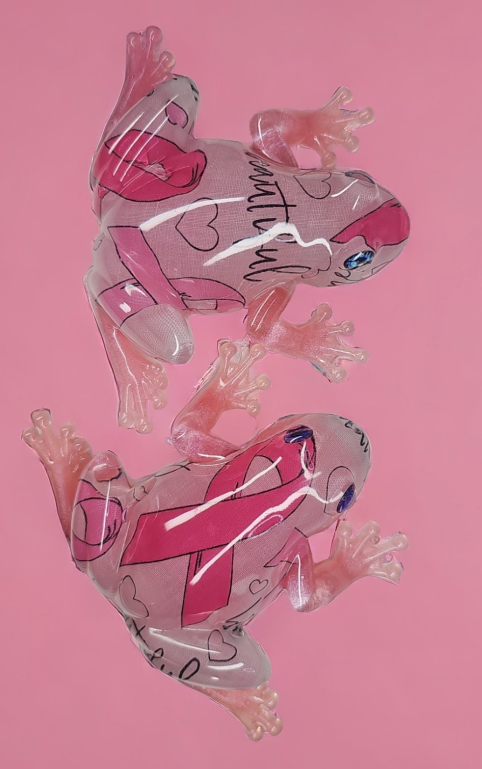 Breast Cancer Awareness Resin Frog Love Brave Beautiful
