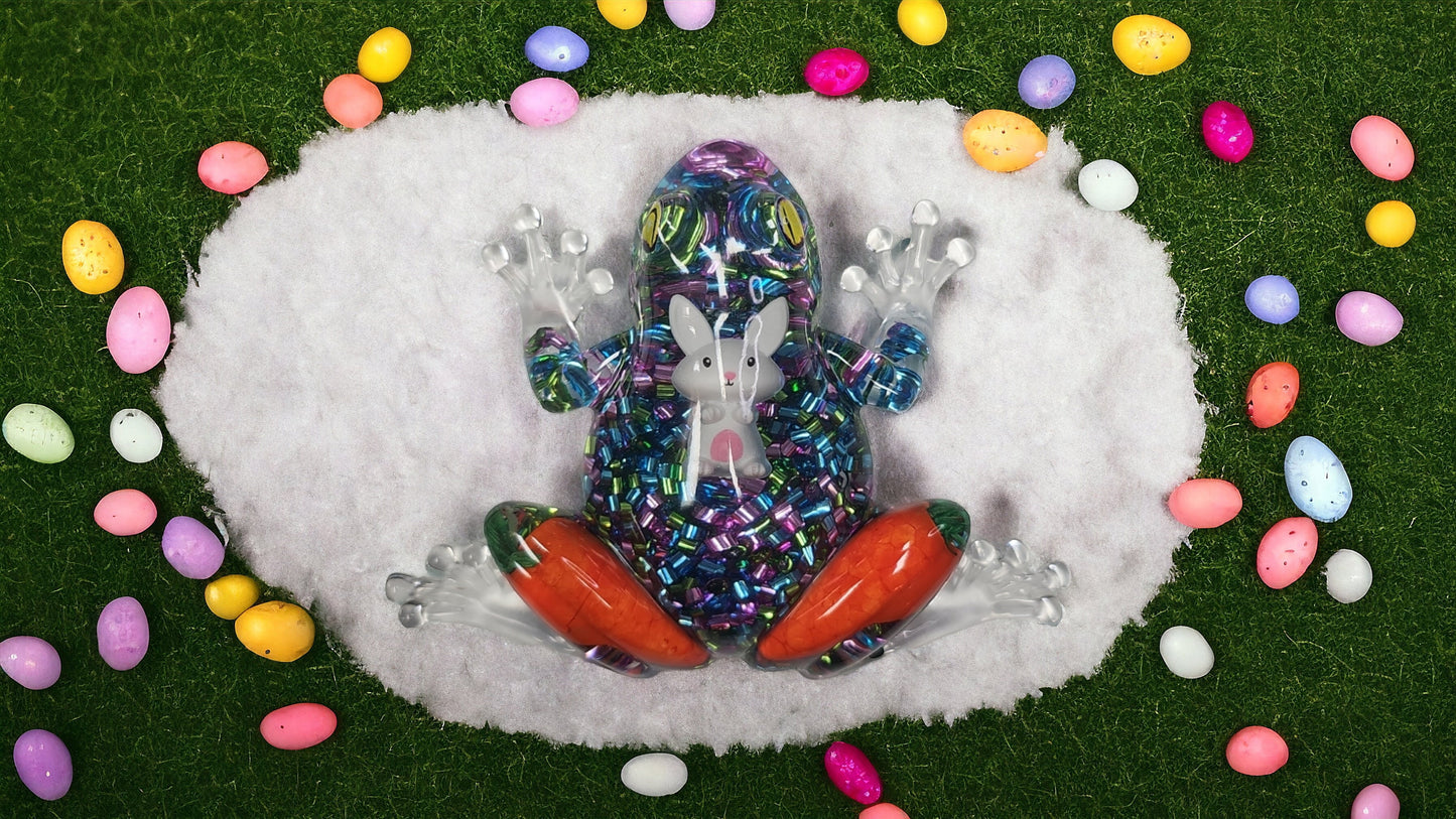 Easter Bunny Carrot Resin Frog Decor