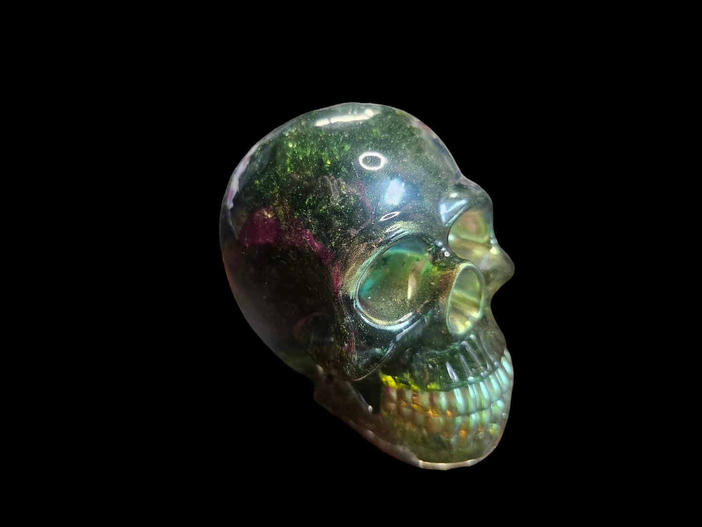 Jade Green and Gold Skull Decor
