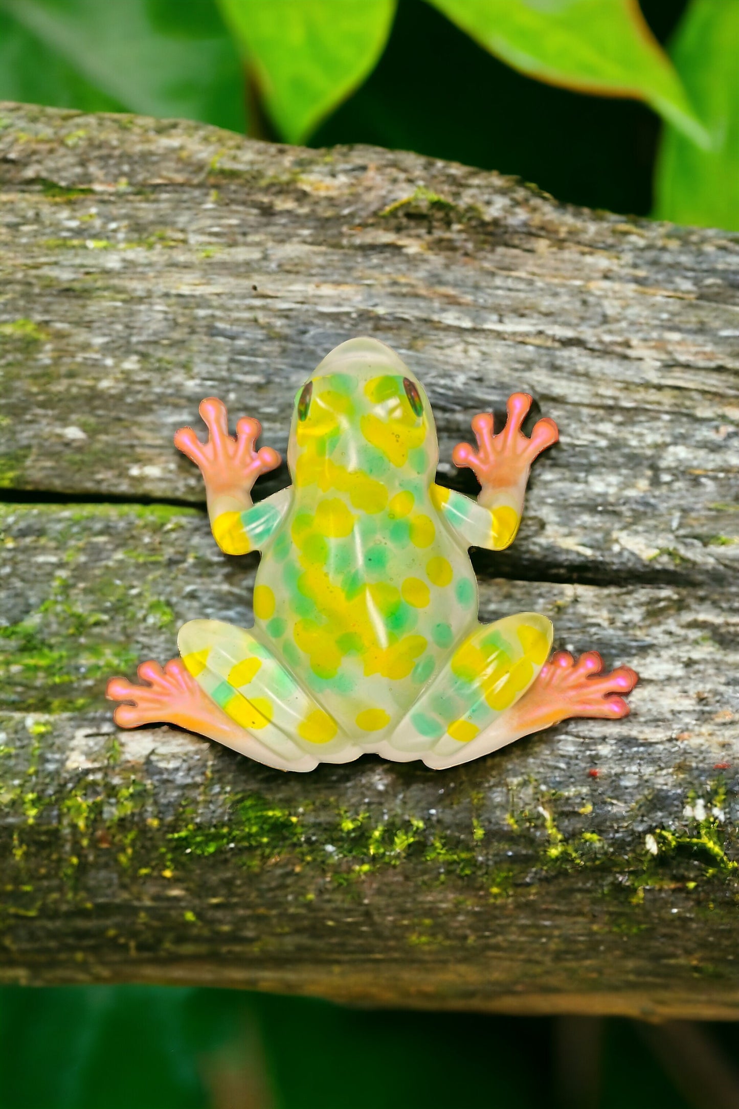 Green and Yellow Resin Frog Decor