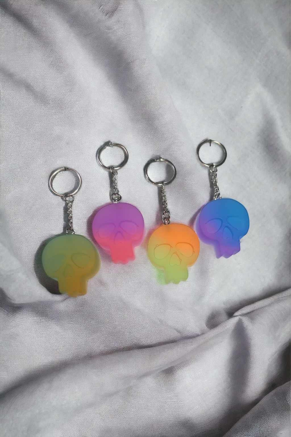 GLOW Spooky Skull Resin Keychain Charm