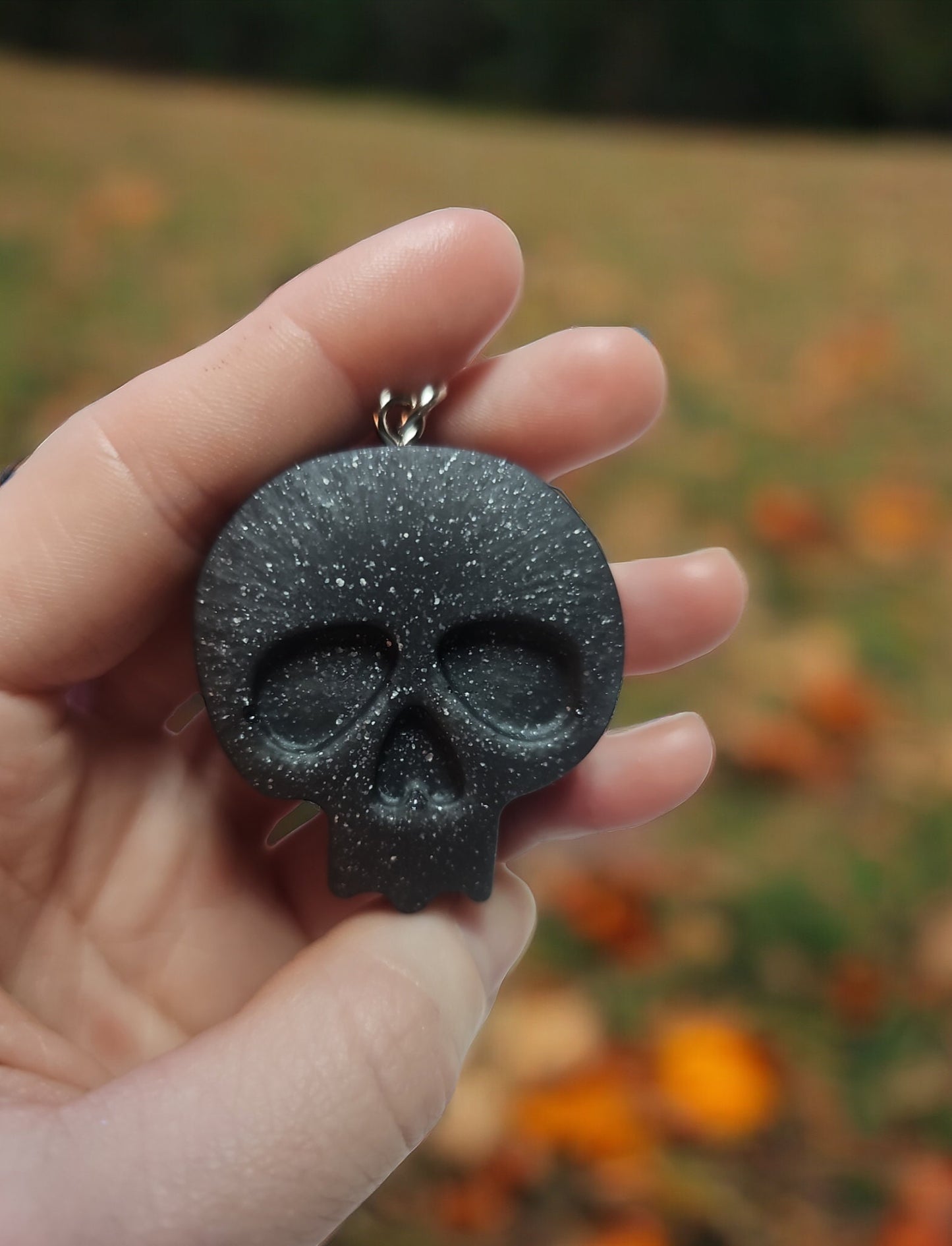 Spooky Resin Skull Keychain Charm