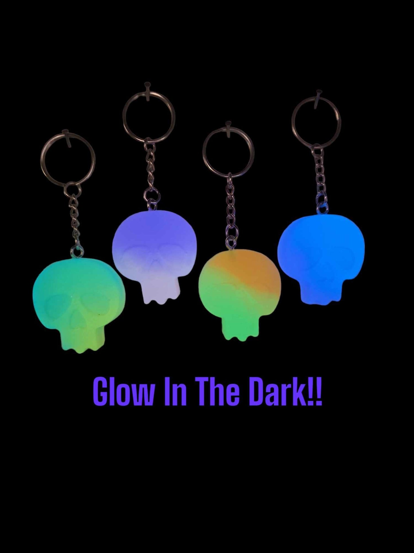GLOW Spooky Skull Resin Keychain Charm