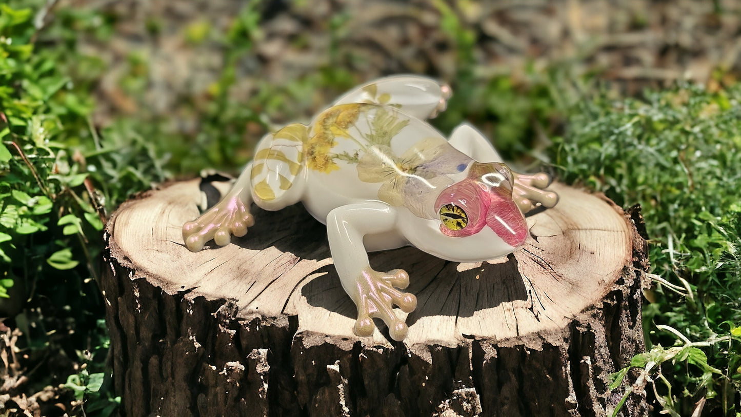 Spring Flower Resin Frog