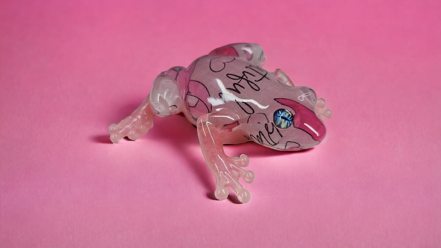 Breast Cancer Awareness Resin Frog Love Brave Beautiful