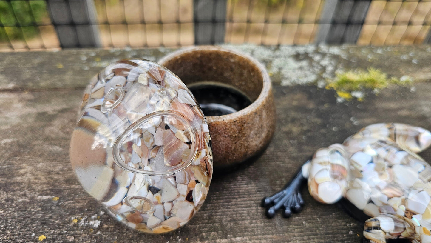 Mother Of Pearl Frog Jar Decor Collection
