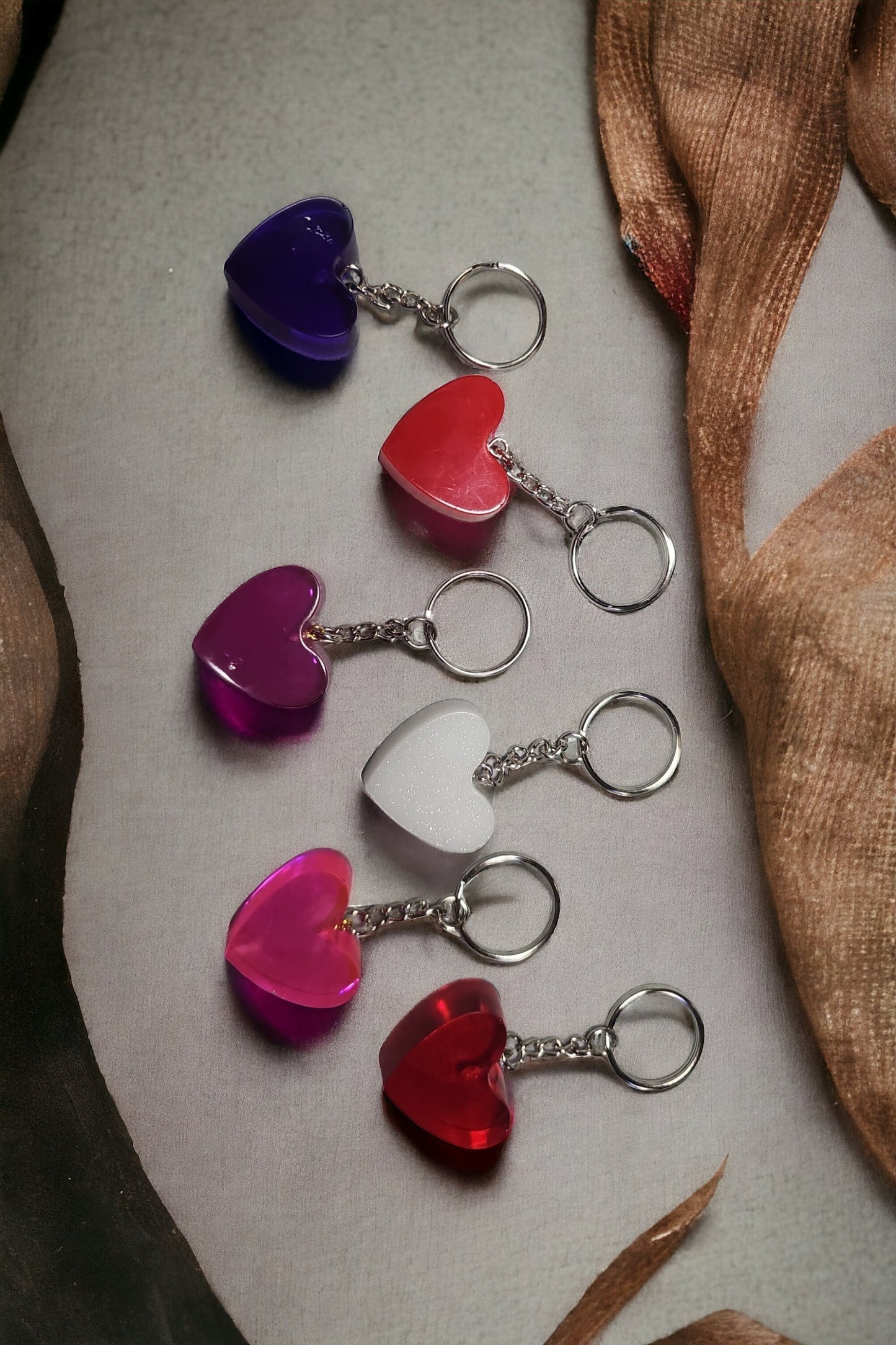 Valentine's Heart Resin Keychain Charm