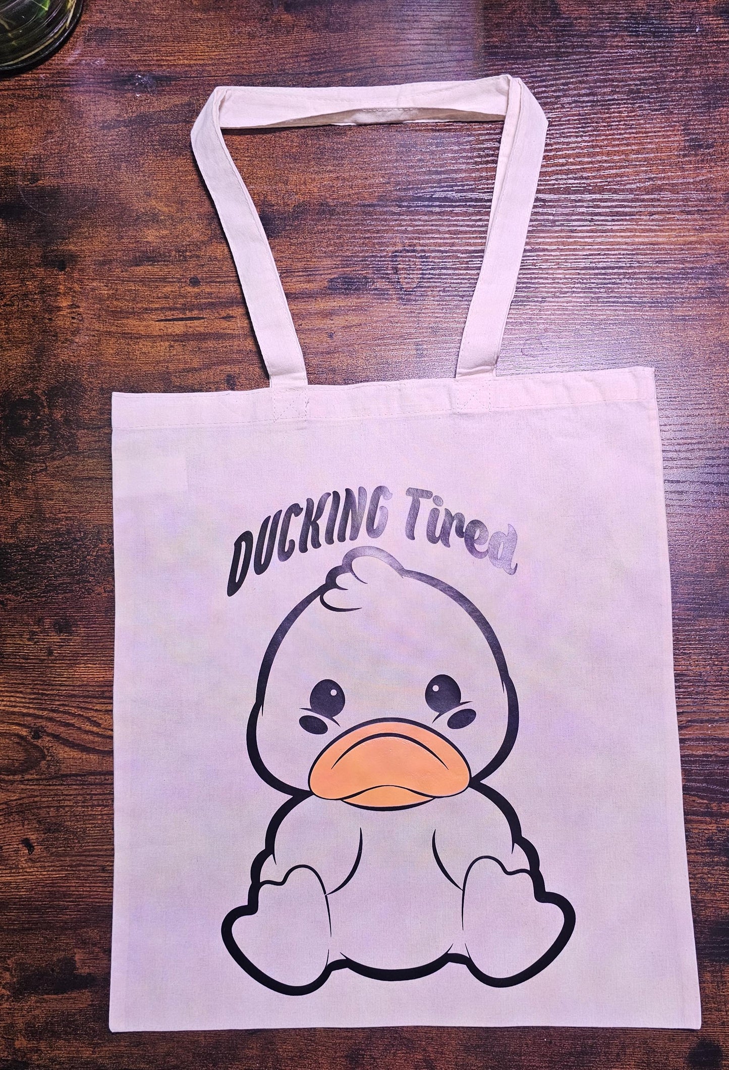 Ducking Tired Funny Duck 100% Cotton Tote Bag