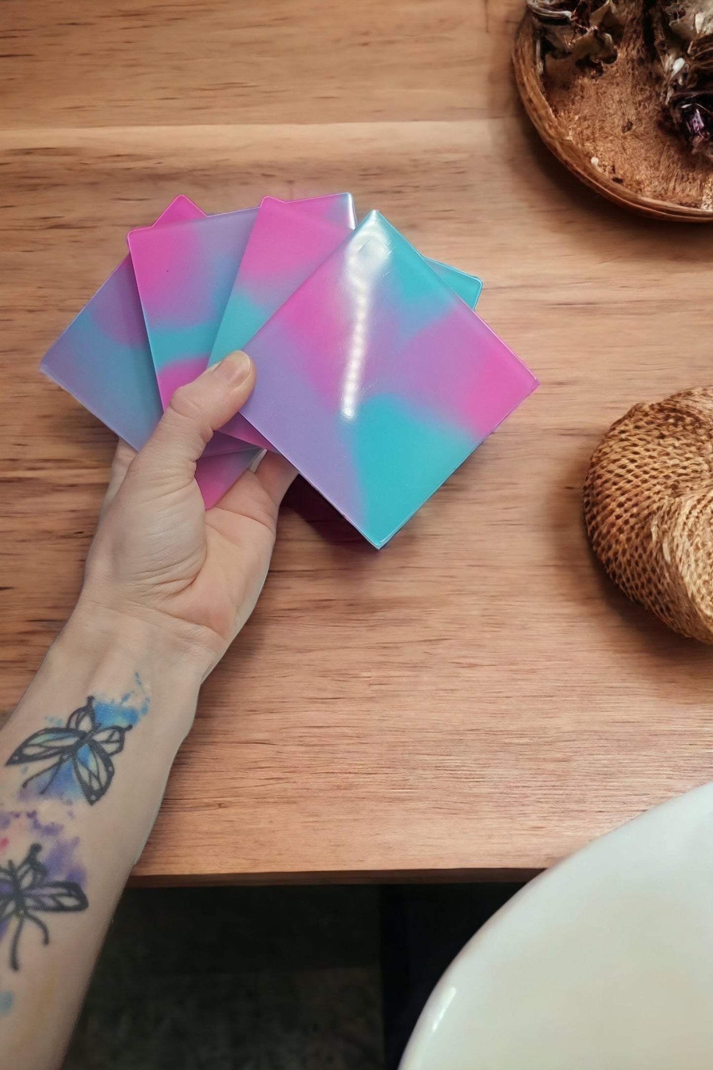 Square "Tie dye" Retro Resin Coasters