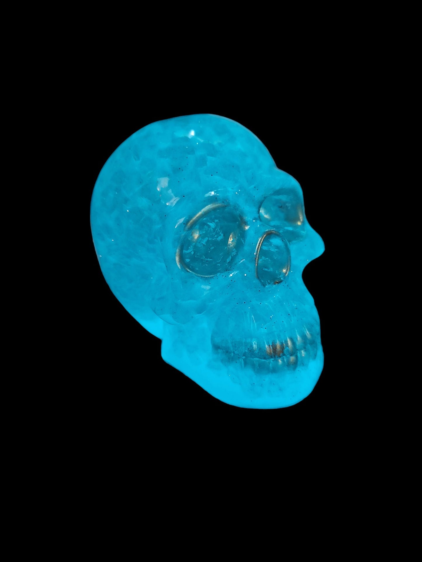 Glow Blue Glass Resin Skull Decor