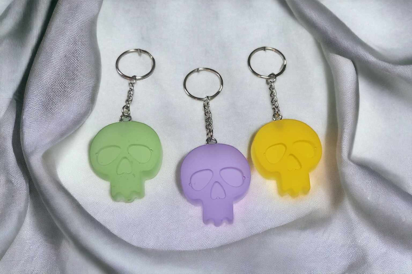 GLOW Spooky Skull Resin Keychain Charm
