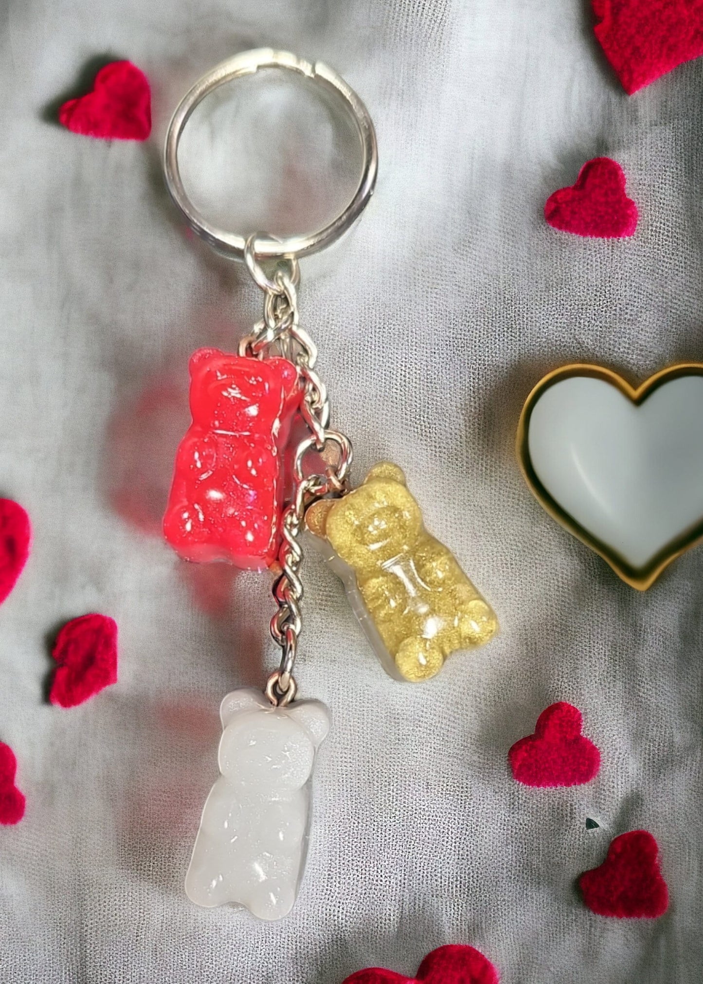 Valentine's Gummy Bear Resin Keychain Charm Set