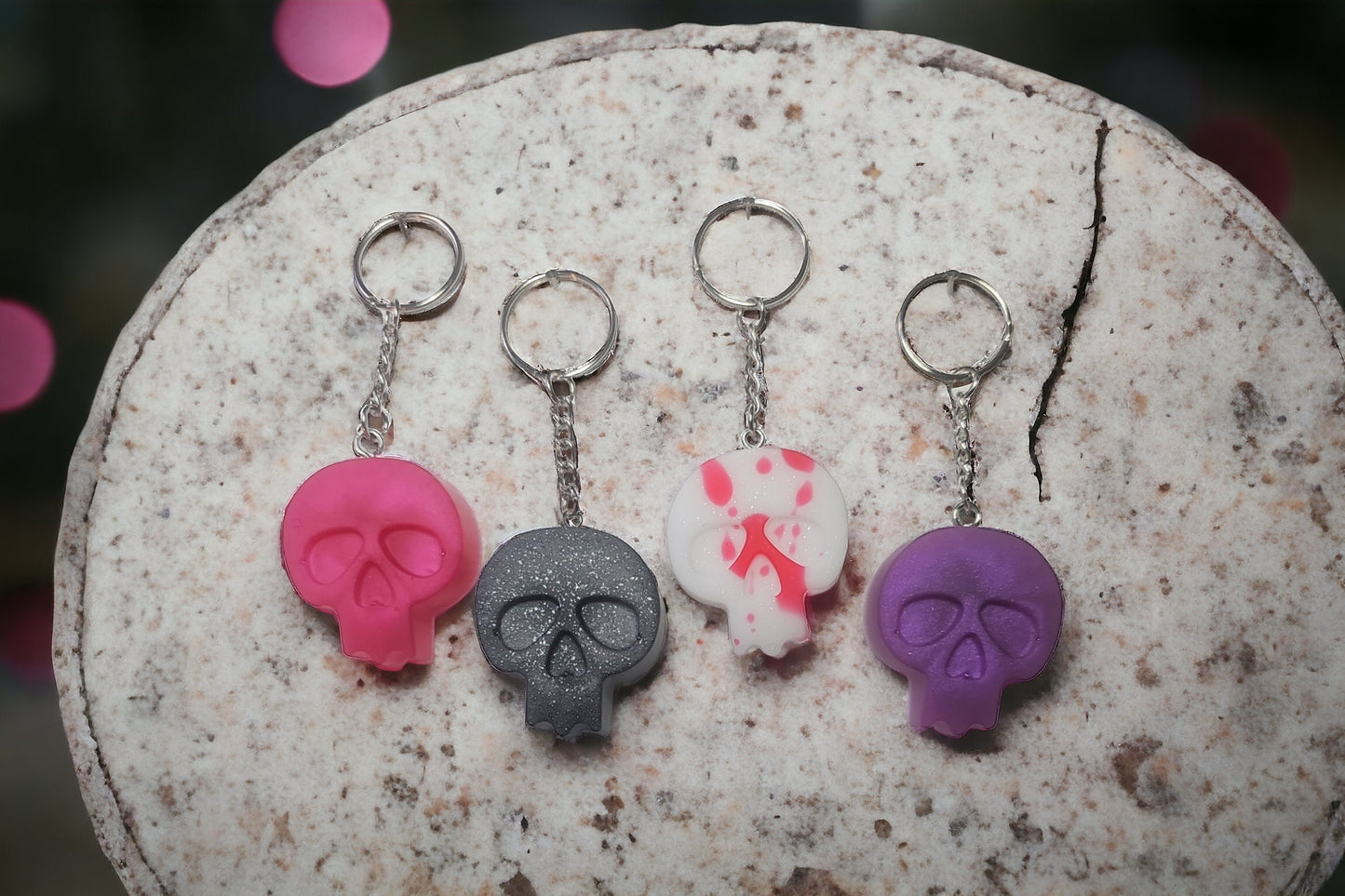 Spooky Resin Skull Keychain Charm