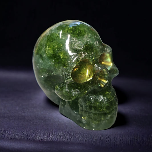 Jade Green and Gold Skull Decor