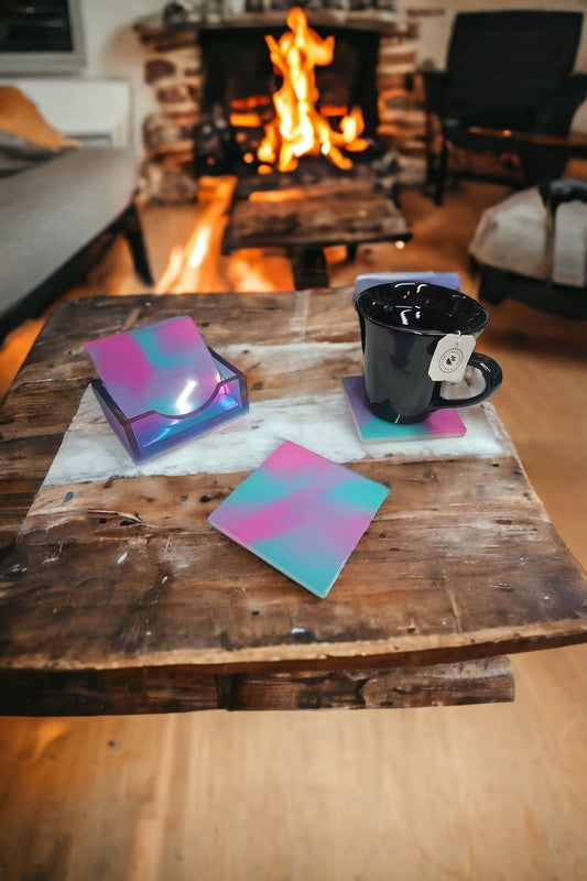 Square "Tie dye" Retro Resin Coasters