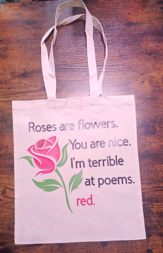 Roses are Flowers Poem Funny 100% Cotton Tote Bag