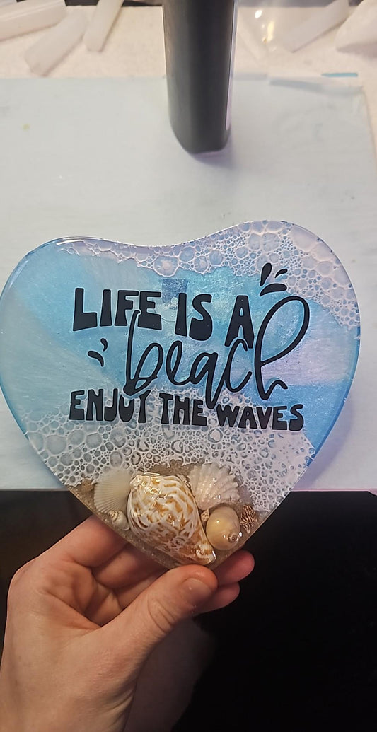 Wall Hanging Ocean Heart Beach Scene