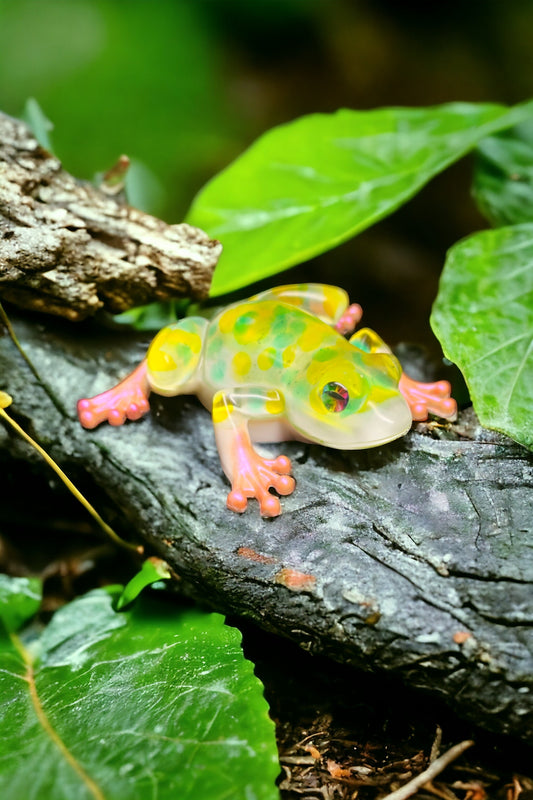 Green and Yellow Resin Frog Decor